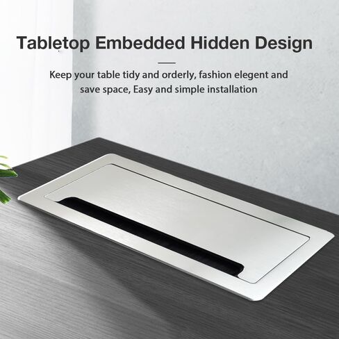 Tabletop Multimedia Connectivity Box with 4 Power Socket +2 USB Charger+1 HDMI+2 RJ45(CAT6) +2 Audio+1 VGA with 5.58ft Power Cord for Conference Room(Silver) in Kuwait