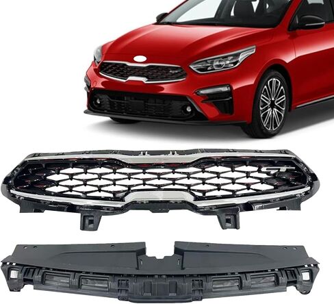 Upper Grille W/Red Trim & Radiator Support Cover Compatible with Kia Forte GT 2019 2020 2021 Bumper Grill & Radiator Sight Shield Cover 86370M7000 86350M7010 KI1224116 KI1200205 in Saudi Arabia