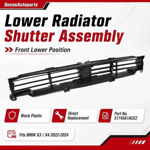 SecosAutoparts Lower Radiator Shutter Assembly Compatible with BMW X3 M40i/sDrive30i/xDrive30i 2022-2024# 51745A1ACE2 in Kuwait
