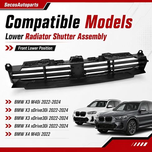 SecosAutoparts Lower Radiator Shutter Assembly Compatible with BMW X3 M40i/sDrive30i/xDrive30i 2022-2024# 51745A1ACE2 in Kuwait