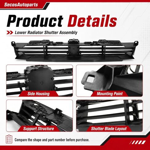 SecosAutoparts Lower Radiator Shutter Assembly Compatible with BMW X3 M40i/sDrive30i/xDrive30i 2022-2024# 51745A1ACE2 in Kuwait