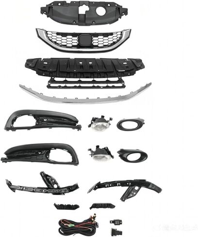 Front Bumper Upper Lower Grille Fog lights Bezel Brackets Fit For 2013 2014 2015 Honda Civic Sedan EX EX-L HF LX,Honeycomb Style,14PCS Bumper Accessories in Saudi Arabia
