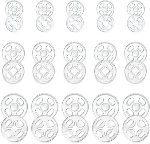 120 Sets Sew on Snaps Sewing Fasteners Clear Plastic Snaps for Sewing 7mm 10mm 15mm Round Sew on Snap Buttons Invisible Clear Press Buttons for Shirts Jeans Coat Jacket Windbreaker in Saudi Arabia