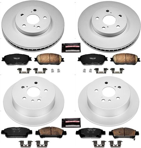 PowerStop Front and Rear Brake Kit for Toyota Sienna 2004-10 - Fully-Coated Disc Rotors with Z17 Ceramic Brake Pads Replacement, CRK5476 in Kuwait