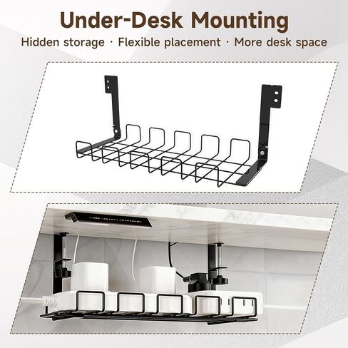 Clamp on Desk Shelf,17'' 2 Tier Office Desk Shelves Organizer with Under-Desk Hidden Storage Basket,Wood Desktop Supplies Storage Rack for Home Workspace, Study Rooms,Gaming Devices (Black) in Saudi Arabia
