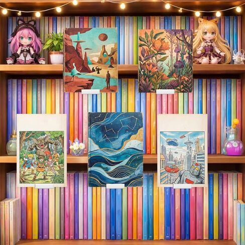 Chumia 6 Pcs Adjustable Book Stand for Display Bookcase Bookshelf Book Comics Display Holder Manga Stand Easel Collector for Library Bookstore Album Cd Magazine Postcard Artworks Home in Kuwait