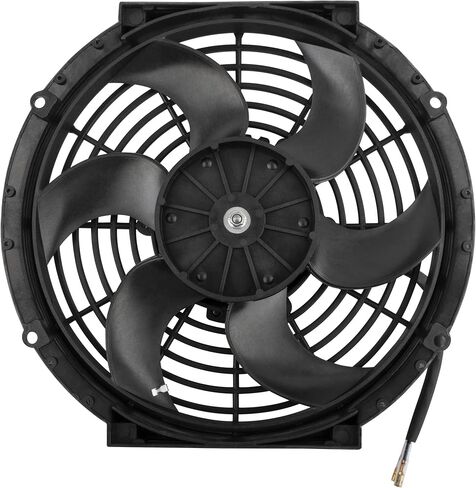 BOXI 10" Universal Electric Radiator Cooling Slim Fan 12V with Mounting Kit (Heavy Duty Wide Curved - 6 S Blades 10 Inch Push Fan Black) in Kuwait