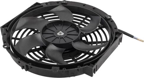 BOXI 10" Universal Electric Radiator Cooling Slim Fan 12V with Mounting Kit (Heavy Duty Wide Curved - 6 S Blades 10 Inch Push Fan Black) in Kuwait