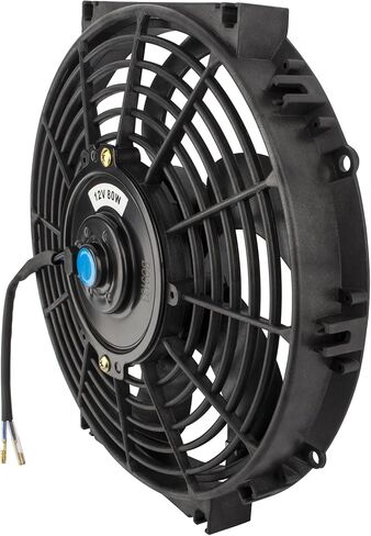 BOXI 10" Universal Electric Radiator Cooling Slim Fan 12V with Mounting Kit (Heavy Duty Wide Curved - 6 S Blades 10 Inch Push Fan Black) in Kuwait