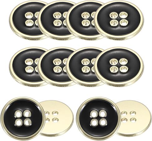 uxcell 12pcs Metal Sewing Buttons, 20mm 4-Hole Round Vintage Buttons Replacement Sew on Embellishments for Coat Shirt Jeans DIY Crafts Clothing Decoration, Gold Black in Kuwait