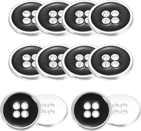 uxcell 12pcs Metal Sewing Buttons, 20mm 4-Hole Round Vintage Buttons Replacement Sew on Embellishments for Coat Shirt Jeans DIY Crafts Clothing Decoration, Gold Black in Kuwait