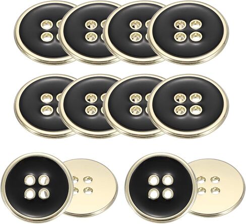 uxcell 12pcs Metal Sewing Buttons, 20mm 4-Hole Round Vintage Buttons Replacement Sew on Embellishments for Coat Shirt Jeans DIY Crafts Clothing Decoration, Gold Black in Kuwait