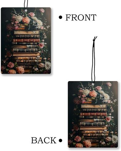 Moody Vintage Floral Bookish Air Freshener 4 Pcs, Dark Academia Gothic Female Reader Hanging Scents Air Freshener for Women Gifts, Book Scented Car Accessories Decor for Reading Nook Library in Saudi Arabia