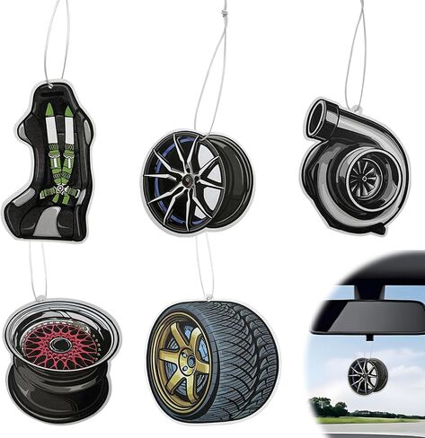 5 PCS Car Air Freshener Incense Chips, Funny Auto Parts Rearview Mirror Hanging Fragrance Slices, Turbo Wheel Scented Cards Fragrant Diffuser Ornaments for Most Vehicles in Saudi Arabia