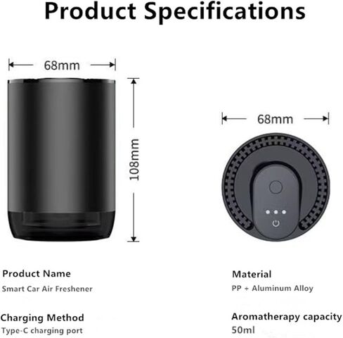 Smart Car Air Freshener 50ML Perfume Ultrasonic Mist Aromatherapy Diffuser Portable Humidifier for Car and Home Use Automatic Start and Stop 3 Modes 4 Freshness Principles(Charming Encounters) in Saudi Arabia