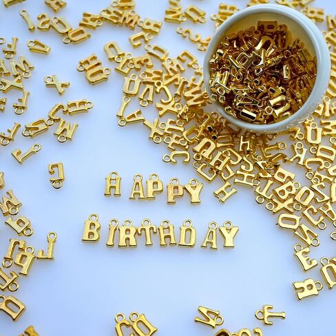 300+ Pieces Big Large Alphabet Letter Beads A-Z Mixed Plastic Shape Loose Charms Bead for Jewelry Making Bracelets Necklaces Key Chains (Golden) in Saudi Arabia