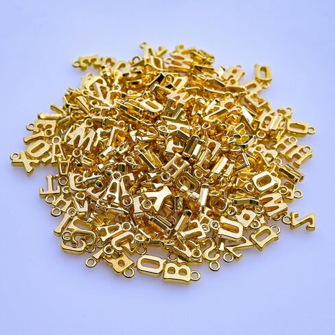300+ Pieces Big Large Alphabet Letter Beads A-Z Mixed Plastic Shape Loose Charms Bead for Jewelry Making Bracelets Necklaces Key Chains (Golden) in Saudi Arabia
