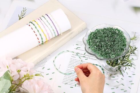3000PC Green Glass Bugle Beads, 6MM Green Tube Beads with 2PC Beading Needles, 0.8MM Hole, Long Beads for Jewelry Making, Embroidery, DIY Craft Supplies in Saudi Arabia