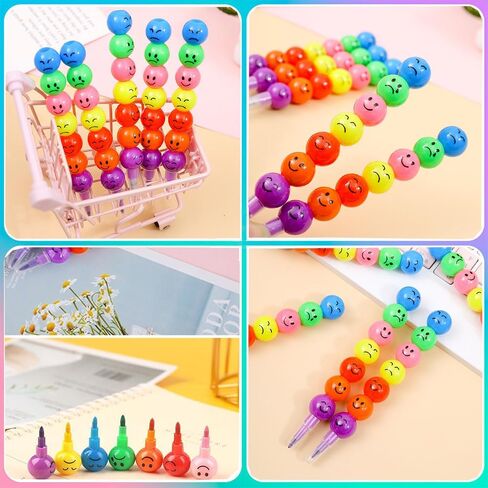 30 Pack Mini Stacking Crayons, Rainbow Stackable Crayons Party Favors for Artist, Cute 7 Colors in One Art Supplies for Coloring Drawing Birthday Goodie Bags in Kuwait