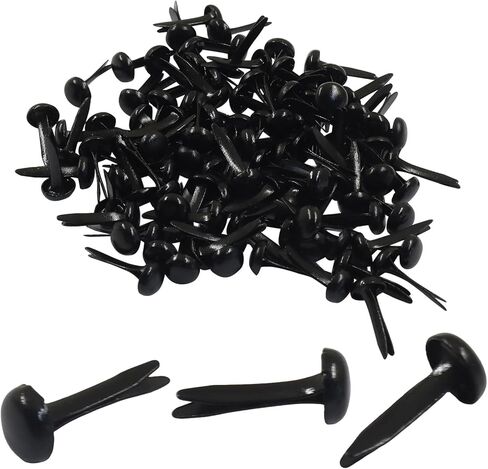 Bonsicoky 100pcs Black Brads Paper Fasteners, 6x12mm Round Fasteners Metal Brads for Scrapbooking DIY Crafts School Project Art Supplies in Kuwait