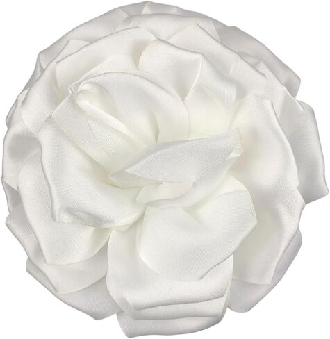 Heyiwell 5PC 11CM Large Chiffon Fabric Flowers, Handmade Artificial Flower for DIY Hair Clips, Brooches, Headwear, Scrapbooking, Wedding & Party Decorations (White) in Kuwait