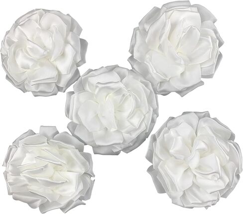 Heyiwell 5PC 11CM Large Chiffon Fabric Flowers, Handmade Artificial Flower for DIY Hair Clips, Brooches, Headwear, Scrapbooking, Wedding & Party Decorations (White) in Kuwait