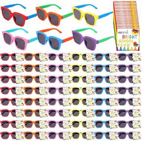 Lunmon 100 Set End of the School Year Gift Neon Sunglasses Bulk with Card Tag Ribbon, End of Term Gift for Student Summer Pool Goody Bag Hawaiian Graduation Party Decoration (Your Future is So Bright) in Kuwait