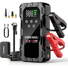 FOWAWU 26800 mAh 7000 A Peak Jump Starter for 12 V Vehicles (12 L Petrol / 10 L Diesel) and Moto, Car Battery Jump Starter Power Pack with Smart Jumper, 5 * 3.5 CM Large Screen and LED Torch in Saudi Arabia