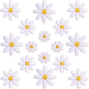 16 Pcs Iron on Patches for Clothes Ideal for Clothes,Jeans,Hats,Backpack,4 Sizes Cute Daisy Flower Applique Patch White,Sew On Embroidered Applique Sewing Patches for Bags in Saudi Arabia