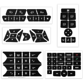 5pcs Dashboard Button Stickers and Decals Repair Kit, PVC Car Control Window AC Radio Number Interior Decals Labels Compatible with W204 CLS C218 SLK W172 & GLK Models in Kuwait