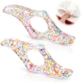 Thumb Book Page Holder, 2 PCS Bookmark Holders Transparent Resin Book Opener Holder Thumb Page Holders Books Reading Accessories for Women Girls Reading-Lovers in Kuwait