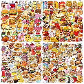 200pcs Food Stickers Set – Cute Food, Snack and Drink Stickers for Kids Boys Girls, Kawaii Waterproof Decal for Water Bottle Laptop Luggage Helmet Skateboard Snowboard Guitar Scrapbook Phone in Saudi Arabia
