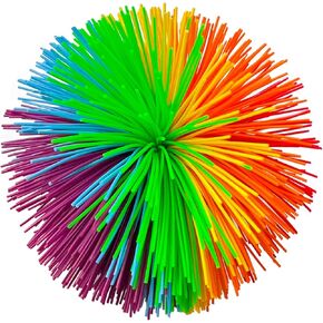 GJD Rainbow Stringy Ball, 4.5 Inch Silicone Stress Relief Toy, Stringy Sensory Ball for Kids and Adults, Multi-Color Fluffy Juggling Ball in Saudi Arabia