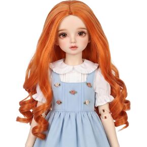 miss u hair 8-9 Inch 1/3 BJD Doll Wig MSD DOD Pullip Dollfie Wig Central Parting Long Curly Carrot Orange Hair Doll Wig Girl's Gift (KB07-T2735) in Saudi Arabia