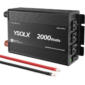 YSOLX 2000W Power Inverter 12V to 110V, DC to AC Inverter with 3 AC Outlets for RV Truck Camping, Home Emergency Use (4000W Peak) in Saudi Arabia