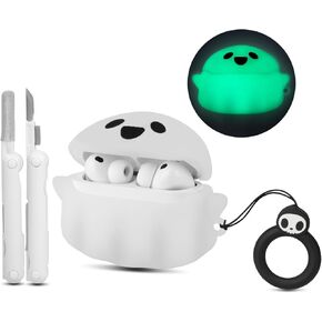 [Glow in The Dark] for Airpods Pro (2nd/1st Gen) Case Cover with Cleaner Kit, Funny 3D Ghost Soft Silicone Shell Protective Case Compatible with AirPods Pro/Pro 2nd Generation Case for Women Men in Saudi Arabia