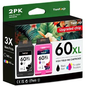 60XL Ink Cartridges Combo Pack Color and Black Compatible for HP Ink 60 60XL Work for PhotoSmart D110 C4780 C4680 C4795；Deskjet D2680 F2430 F4210 F4440 D2530 D2545 ；Envy 100 110 120 Printers 2Pack in Saudi Arabia