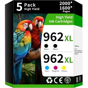 Caelum 962XL High Yield Ink Cartridge Replacement for Combo Pack HP 962 XL HP962 to Use with HP Officejet Pro 9010 9010e 9015 9015e 9018 9018e 9020 9022 9025e (5 Pack, Black Cyan Magenta Yellow) in Saudi Arabia