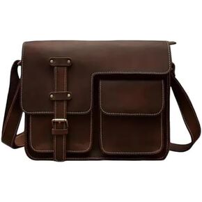 Men’s Vintage Leather Tablet Messenger Bag, Handmade Rustic Leather Shoulder Satchel with Multiple Pockets and Padded Strap for Work, Travel | Leather in Saudi Arabia