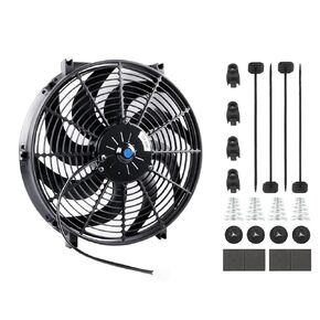 14 Inch Universal Automotive Electric Radiator Fan Cooling Slim Fans 17V Pull Wide S-Curved Blade DC+ Mounting Kit in Kuwait