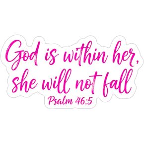 Psalm 46:5 God is Within Her, She Will Not Fall Sticker 5", Christian, Girly Decal, Affirmations Bible Says, Jesus God Christian Religious Faith Stickers; Car Bumper Stickers with Sayings of Jesus in Saudi Arabia