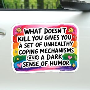 What Doesn't Kill You Gives You A Set of Unhealthy Magnet Decal Mental Health Funny Magnetic Sticker for Bumper Refrigerator Cruise Door Car Truck 5.5in in Saudi Arabia