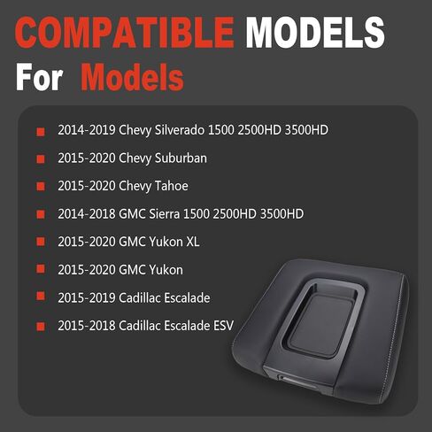 Center Console Lid Compatible with Chevy Chevrolet Silverado 1500 2500HD 3500HD Suburban Tahoe 2014-2020 GMC Sierra 2500 HD 3500 HD Yukon Armrest Arm Rest Cadillac Escalade Replacement 22881398 Black in Kuwait
