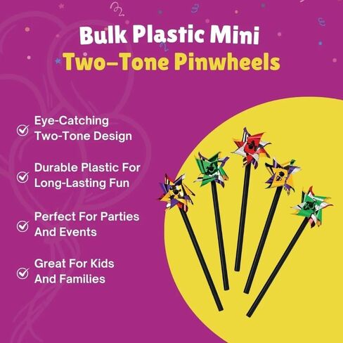 Fun Express Mini Metallic 2-Tone Pinwheels Party Supplies - Multicolor (Bulk Set of 72) in Kuwait