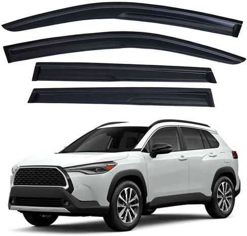 Lightronic Extra Durable Outside Mount Auto Vent Window Visor, Fits 2022-2026 Toyota Corolla Cross, UV Protection Rain Guards, Original Wind Deflectors, Dark Smoke, 4-Pcs in Kuwait
