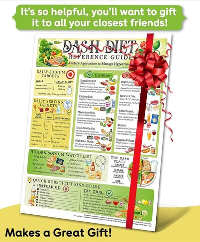 DASH Diet Reference Guide 8.5x11 Magnet, Hypertension Food Chart, Low Sodium Diet Plan, Blood Pressure Nutrition Guide, Heart Healthy Eating Reference, Fridge Magnet Waterproof Kitchen Chart in Kuwait