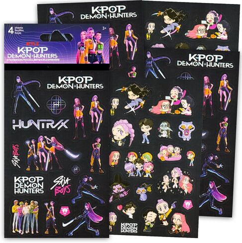 Kpop Demon Hunters Sticker Pack for Kids - Huntrix Party Favors Bundle with 140+ Stickers on 8 Sticker Sheets for Kids Birthday Party Goodie Bags, Crafts, More | Kpop Demon Hunters Party Supplies Set in Kuwait