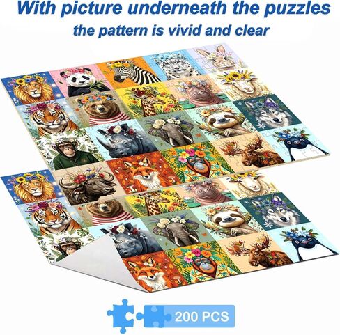 Puzzles for Kids Ages 6-8 8-12 Year Old, 200 Pieces Jigsaw Puzzles for Kids-Beautiful Wild Animals Jigsaw Puzzles Learning Educational Toys for Boys and Girls in Saudi Arabia