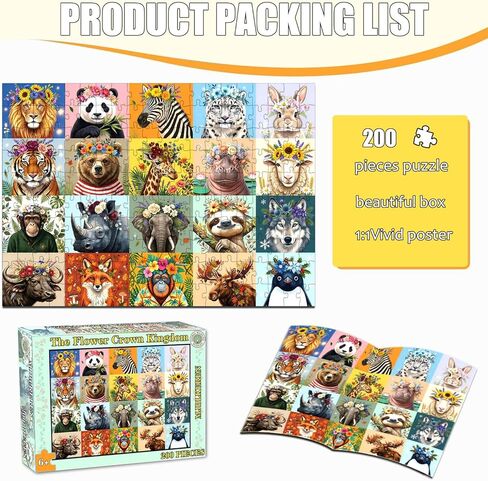 Puzzles for Kids Ages 6-8 8-12 Year Old, 200 Pieces Jigsaw Puzzles for Kids-Beautiful Wild Animals Jigsaw Puzzles Learning Educational Toys for Boys and Girls in Saudi Arabia