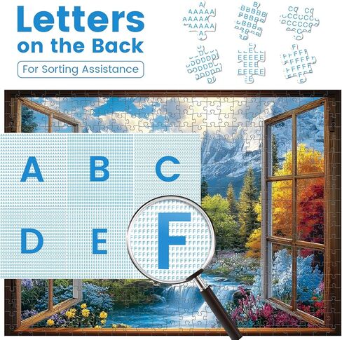 500 Piece Puzzle for Adults, Mountain Waterfall Window View Jigsaw Puzzle, Whimsical Four-Season Nature Scene with Snow Peaks & Sunlight, Fun Family Activity, Home Wall Decor, Gift for Adults & Teens in Saudi Arabia